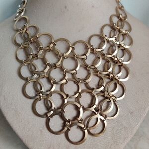 Vintage Modernist Cascade Circles Bib Necklace